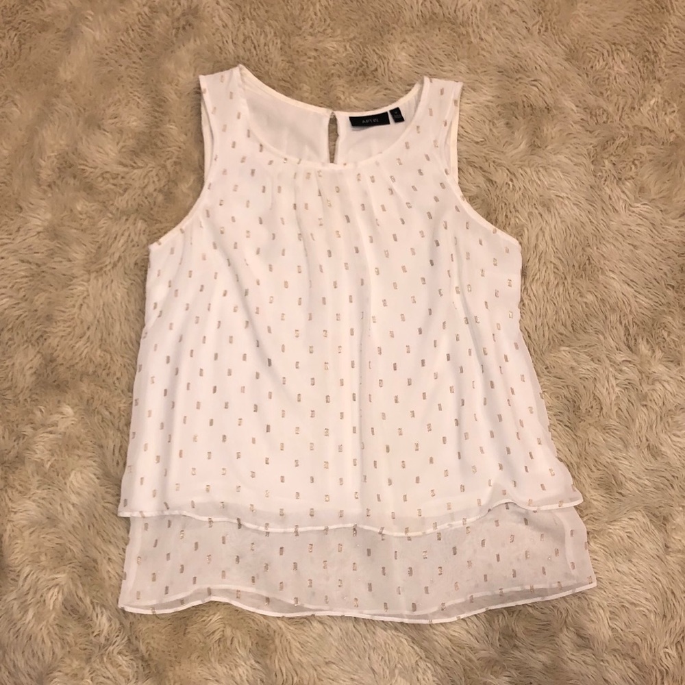 APT. 9 White W/ Gold Accent Tank Top